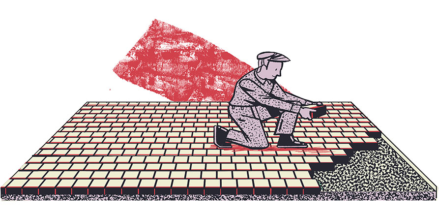 Illustration of laying bricks